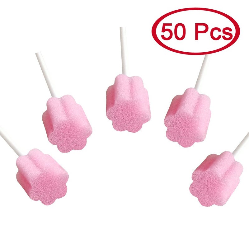 MUNKCARE Disposable Oral Swab Mouth Cleaning Sponge Swabsticks Singe-use Plum Blossom Shaped Untreated Unflavored, box of 50 counts - Image 2